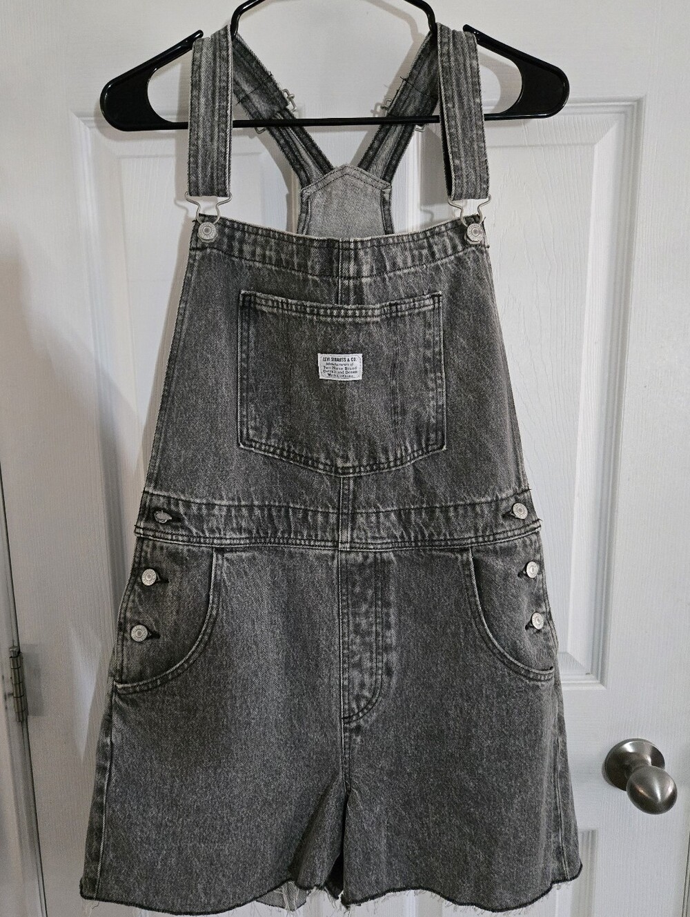 Levi's Black Washed Denim Short Overalls